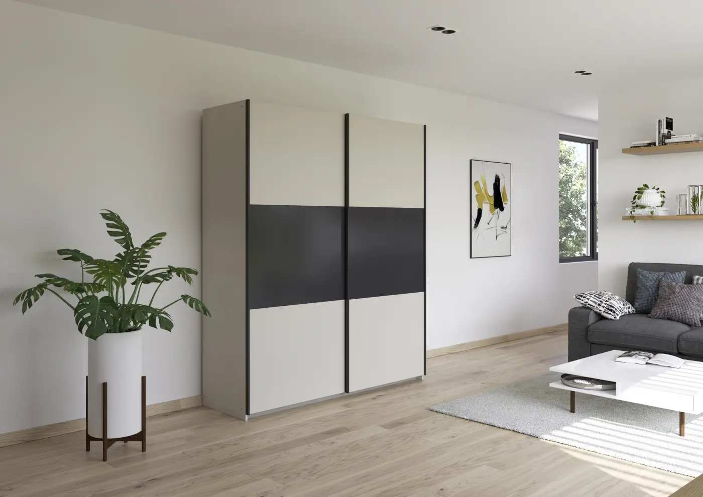 Schwebetürenschrank AG544 champagner -  NEO