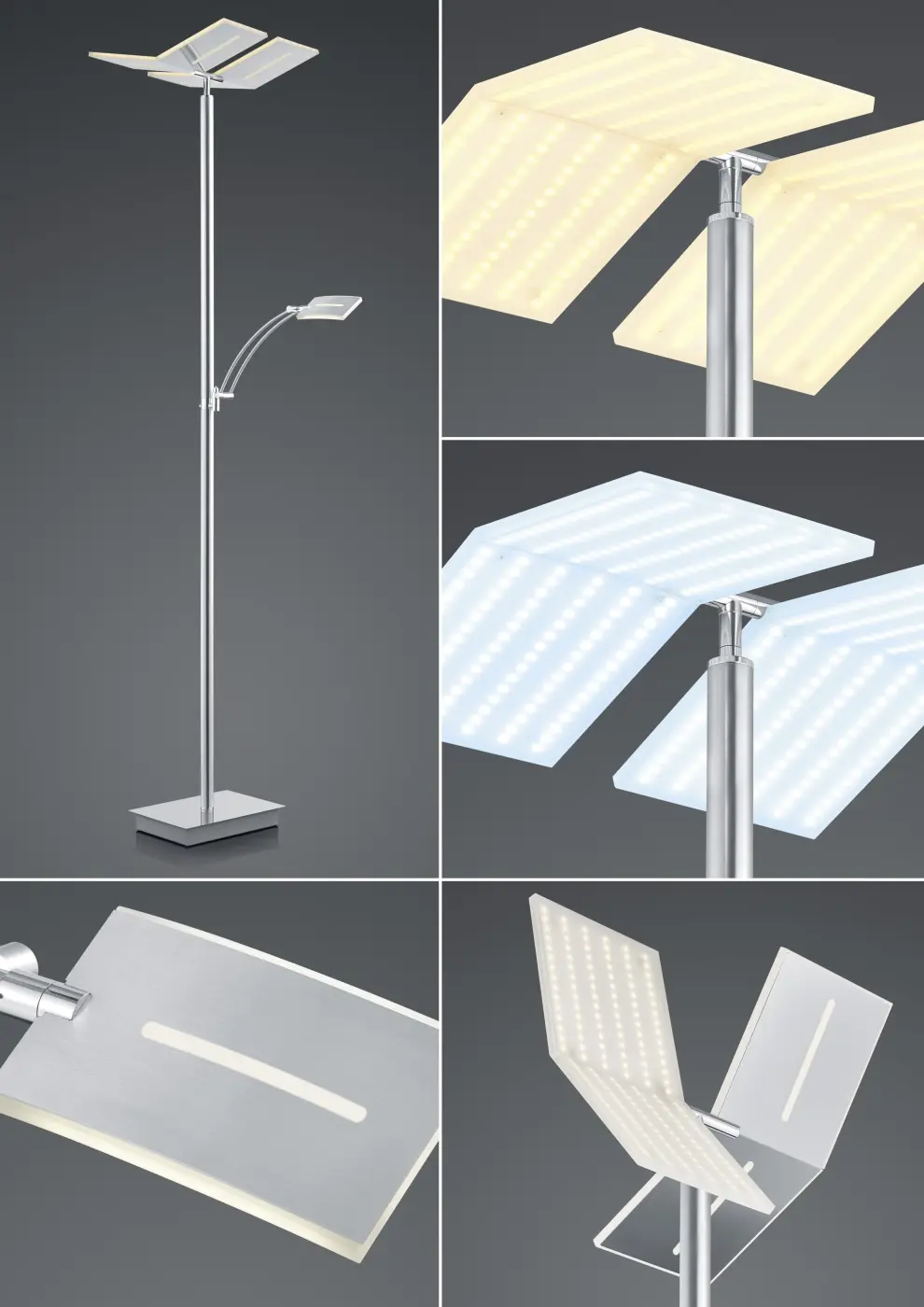 LED-Stehleuchte_Nickel Nickel matt mit Chrom abgesetzt -  DOMINO