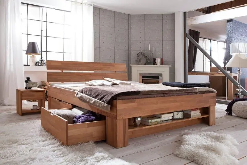 Futonbett Kernbuche massiv - SO-140, KERNBUCHE GEÖLT SOFIE