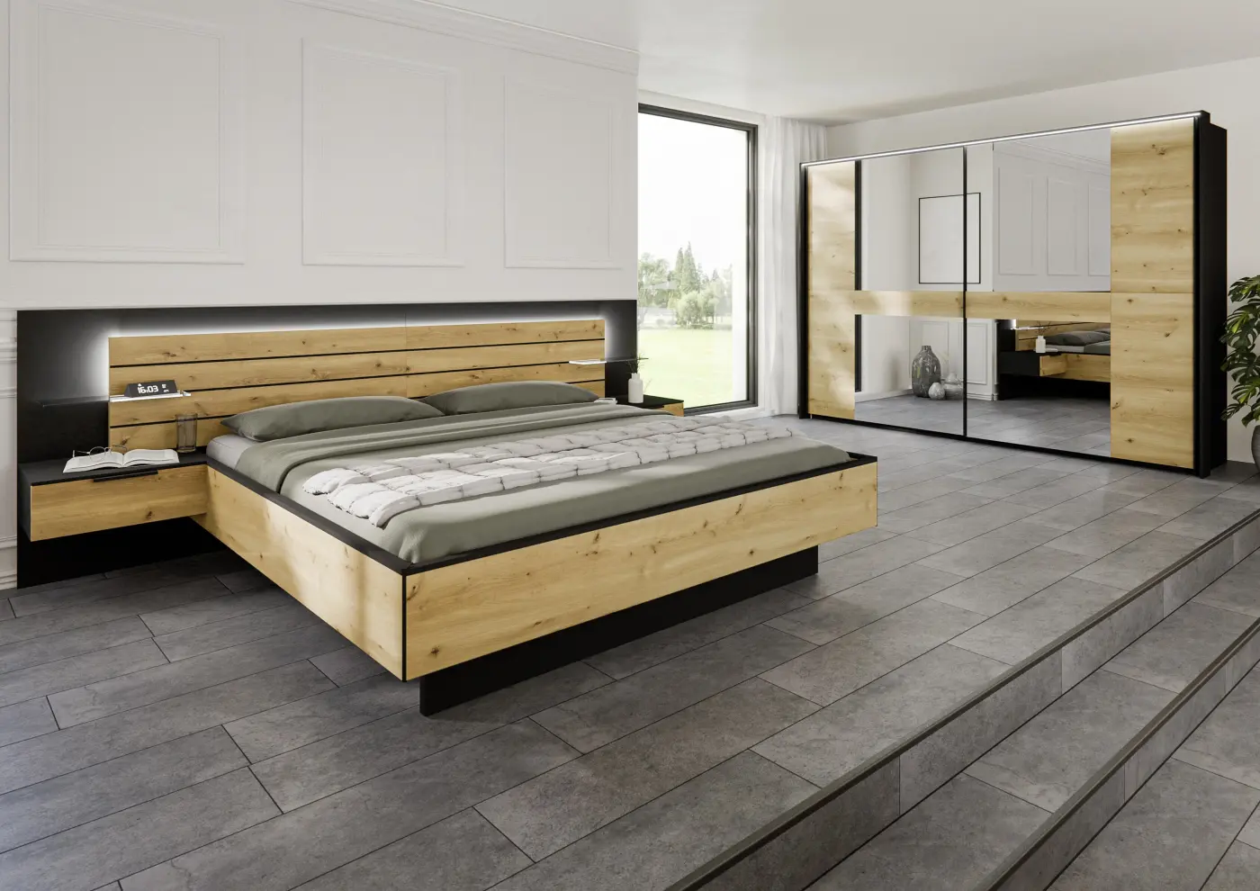 Bettanlage AG800 Asteiche / schwarz -  VENTURA